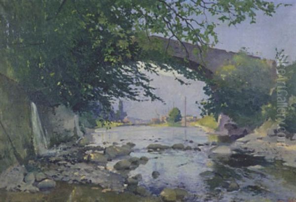 La Veveuse, Flussansicht Mit Brucke - view 1