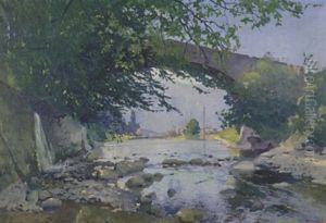 La Veveuse, Flussansicht Mit Brucke by Jean Daniel Ihly