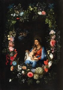 The Virgin In A Floral Wreath by Catharina Ijkens