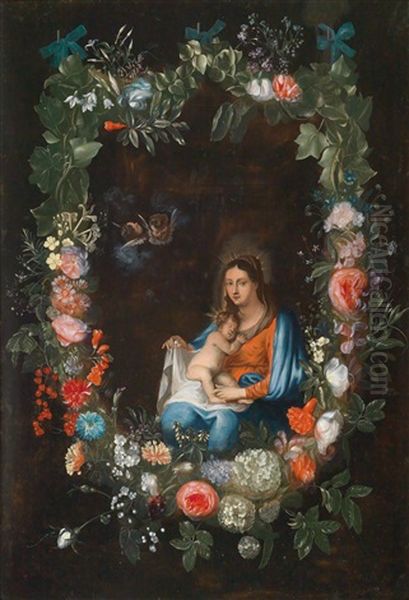 Madonna Mit Kind In Einem Blumenkranz - view 1