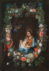 Madonna Mit Kind In Einem Blumenkranz