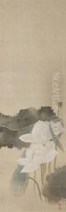 White-robed Kannon And Lotuses (+ 2 Others; 3 Works) by Koson Ikeda