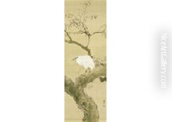 Old Willow And White Egret - view 1