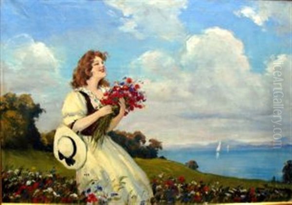 Girl With A Bunch Of Flowers - view 1