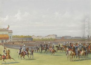 Coppia Di Vedute Del Foro Bonaparte Con Parate Militari