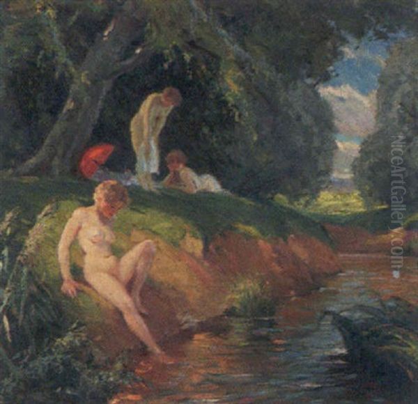 Nude Bathers At The River - view 1