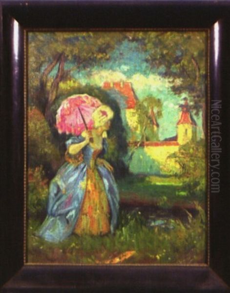 Barocke Dame Mit Sonnenschirm - view 1