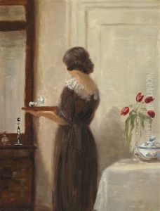 Interior With A Young Woman by Peter Vilhelm Ilsted