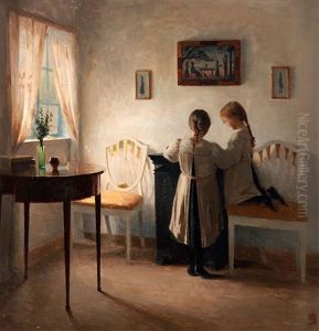 Interior Med Tva Flickor by Peter Vilhelm Ilsted