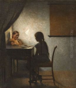 Interior With Two Girls Interior With Two Girls