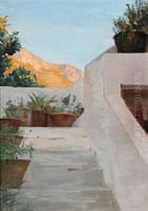 From An Italian Garden (study For Girl Sewing In An Italian Villa) by Peter Vilhelm Ilsted