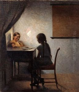 Interior Med Flickor by Peter Vilhelm Ilsted