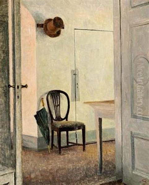 Interior From Liselund Manor With An Umbrella And A Top Hat On A Hook - view 1
