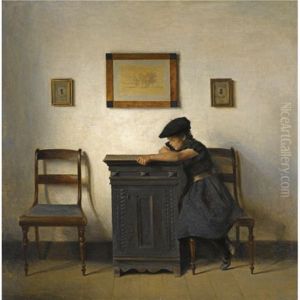 Ung Kvinde I Interior-young Girl In An Interior by Peter Vilhelm Ilsted