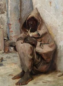 An Algerian Smoking Opium In The Streetsof Tanger