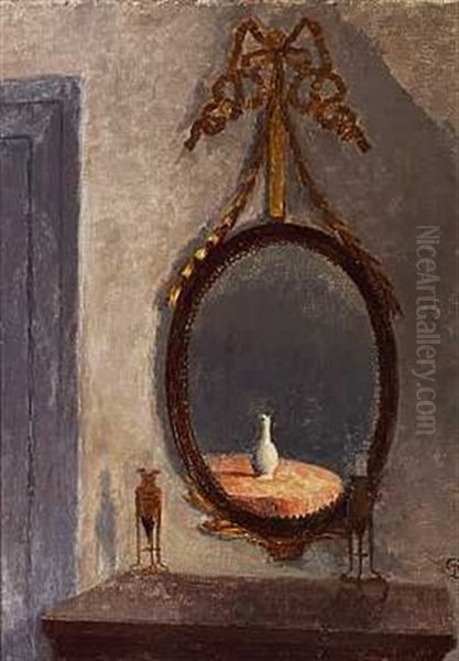 Interior Fra Liselund Med Et Liselundspejl. I Spejlet Ses En Lille Kinesisk Vase - view 1