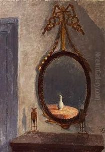 Interior Fra Liselund Med Et Liselundspejl. I Spejlet Ses En Lille Kinesisk Vase by Peter Vilhelm Ilsted