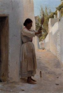 Gadeparti Fra Capri Med Kone, Der Holder En Handten by Peter Vilhelm Ilsted