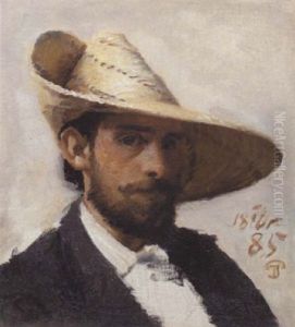 Kunstnerportraet Af En Ung Mand Med Strahat Kunstnerportraet Af En Ung Mand Med Strahat