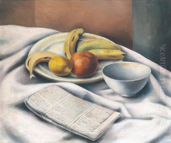 Stilleben Mit Fruchten Und Zeitung - view 1