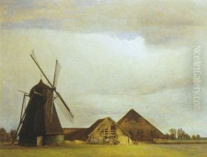 Vindmolle Ved Gammel Gard by Peter Vilhelm Ilsted