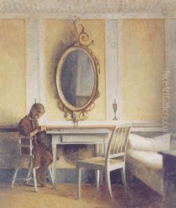 Interior Fra Liselund Med Lille Pige by Peter Vilhelm Ilsted