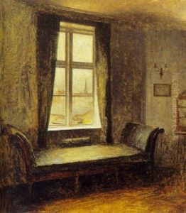 Interior Med Louis Xvi Baenk Foran Vindue by Peter Vilhelm Ilsted