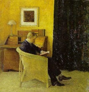 Interior Med Laesende Mand Ved Chatollet (kunstnerens Svigerson?) by Peter Vilhelm Ilsted