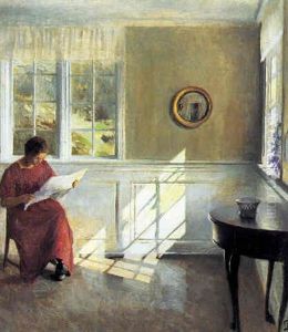 Interior Fra Liselund, Med Laesende Pige Ved Vinduet by Peter Vilhelm Ilsted