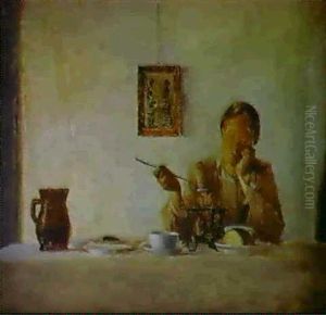 A Lady Seated At A Table by Peter Vilhelm Ilsted