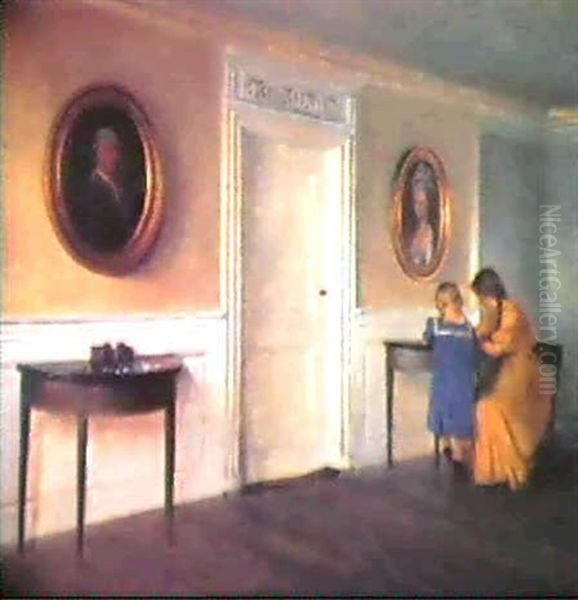 Interior Fra Liselund Med Mor Og Lille Pige - view 1