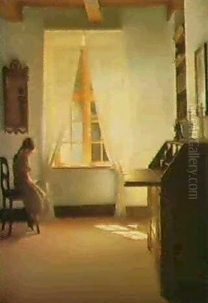 A Young Girl Reading By The Window - view 1