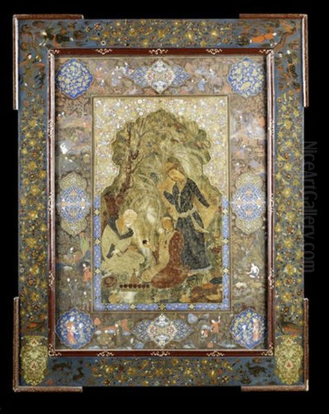 Two Princes Visiting A Hermit In A Forest, Offering Him Wine And Fruit - view 1