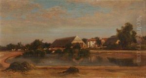 Ferme En Bord D'etang by Edouard Auguste Imer