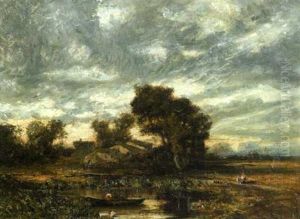 Campagne Sous Un Ciel Orageux by Edouard Auguste Imer