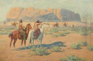 Attack On The Wagon Train by Joseph A. Imhof