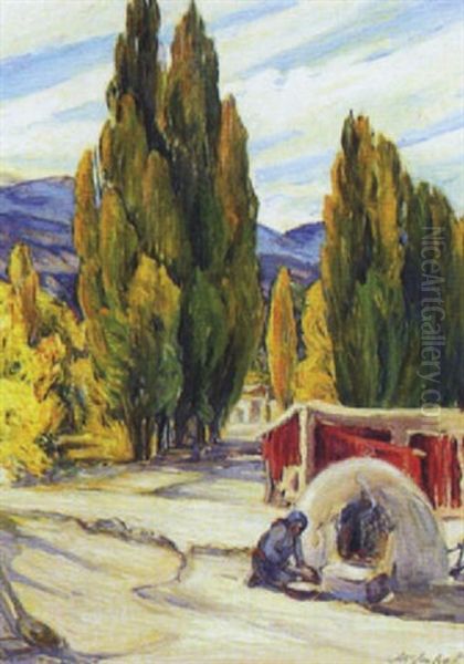 Poplars, San Juan Pueblo, New Mexico - view 1