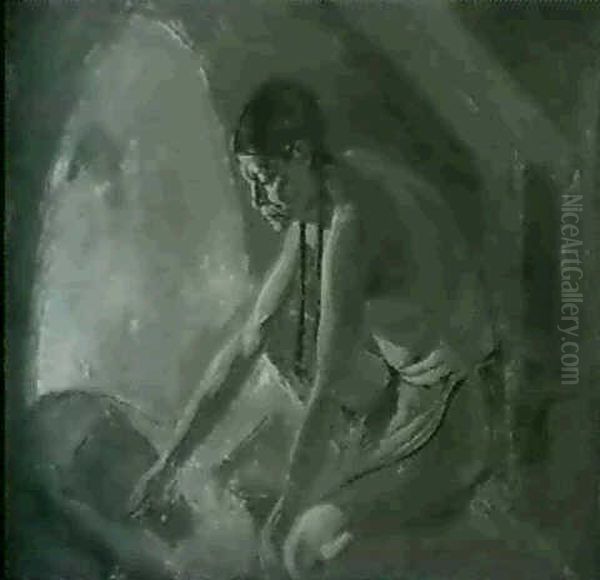 Indian Tending Fire - view 1