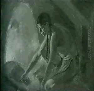 Indian Tending Fire by Joseph A. Imhof