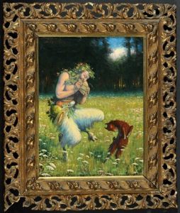 Tanzender Und Musizierender Sartyr Auf Waldlichtung by Wilhelm Immenkamp
