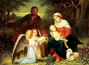 The Holy Family With Adoring Angels by Wilhelm Immenkamp