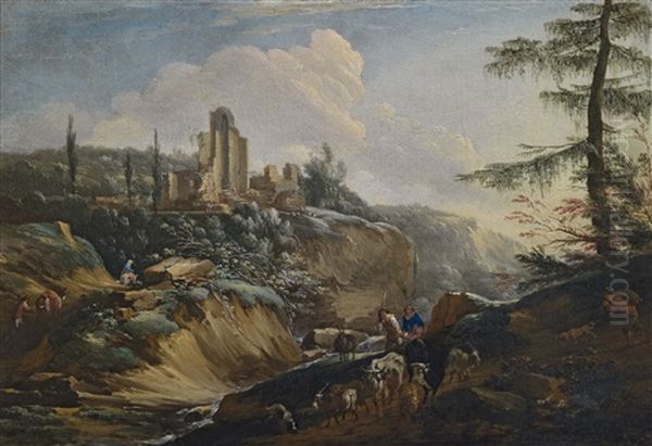 Two Landscapes With Shepherds And Ruins (2 Works) - view 1
