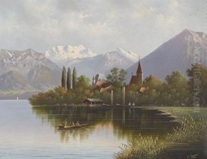 Ansicht Der Schadau Mit Niesen Und Berner Alpen by Albert Immer