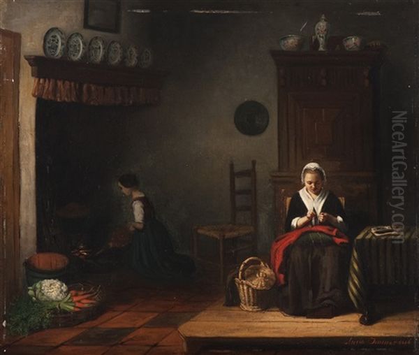 Mending Clothes In The Kitchen - view 1