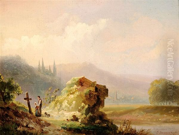 Figures In A Mountain Landscape - view 1