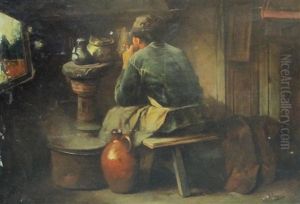 In A Cottage Interior by Josse Impens