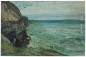 Cliffs And Sea, Filey, Yorkshire by John William Inchbold