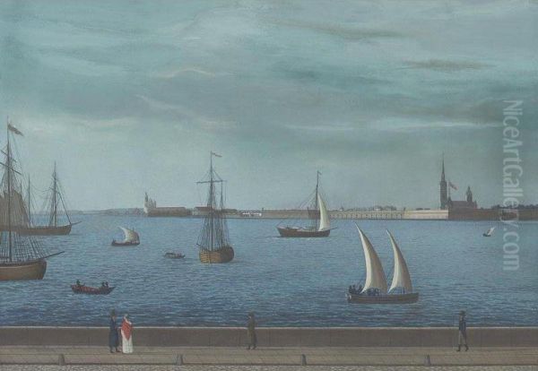 Vue De La Forteresse De St. Petersbourg Prise Du Balcon De La Maison Du Comte Lieven Sur Le Grand Quai - view 1