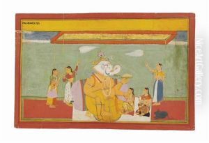 An Illustration From The Balakanda: Ganesha Attended By Ladies An Illustration From The Balakanda: Ganesha Attended By Ladies