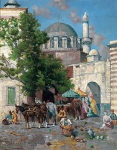 Femmes Turques Devant La Mosquee by Filippo Indoni